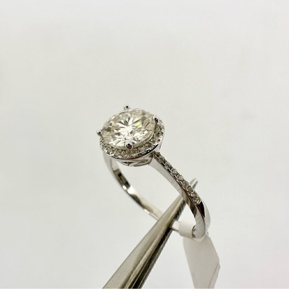 Moissanite Diamond Engagement Ring Brilliant Round Cut Halo S925 2 Ct Size 9 - Picture 10 of 12
